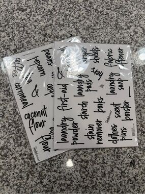 2x NEW Laundry Room, Linen Closet, Pantry Script Storage Container Labels